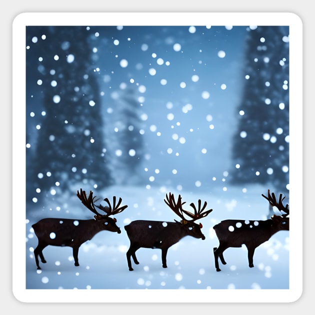 Reindeer in Snowing Sticker by SmartPufferFish